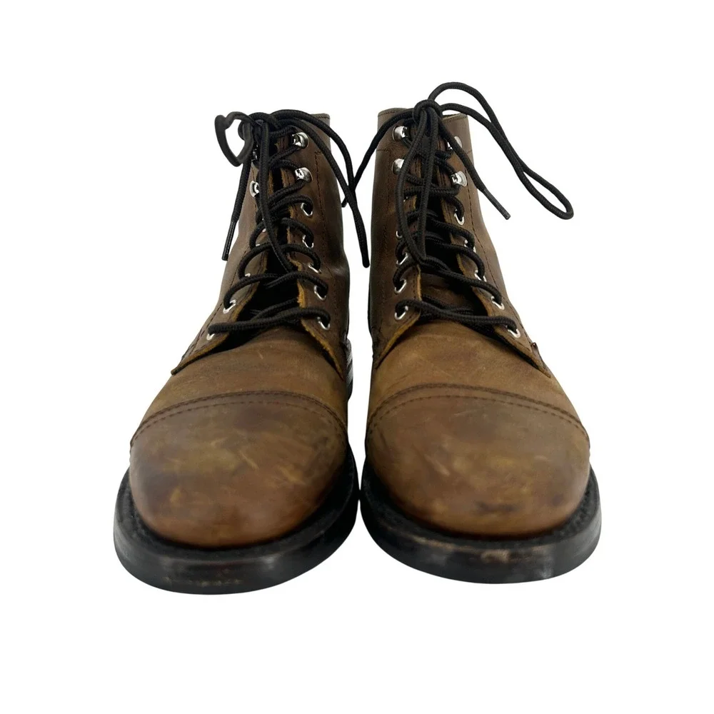 Thursday Boot Co Captain Lace Up Boots Brown Leather Cap‎ Toe Mens 7.5